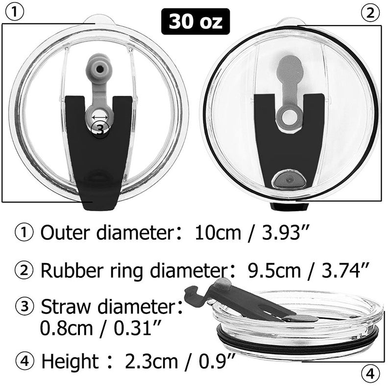 CNYMANY 3 Packs Lids for 30oz Tumblers, Spill-proof Splash Resistant Straw-friendly Cover for Old Style 30 oz. Cups - Black - Image 5